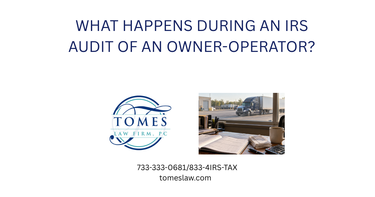 Owner-operator reviewing business receipts and travel records after receiving an IRS audit notice.