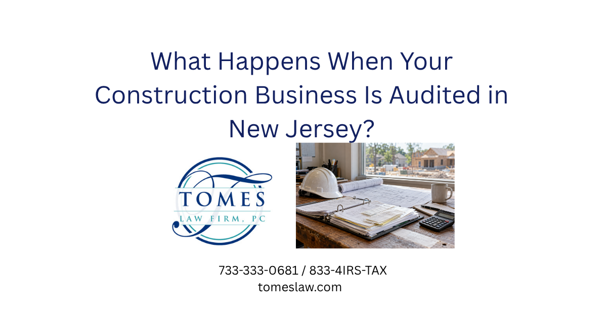 Hard hat, blueprints, receipts, and a calculator on a construction office desk overlooking a building site.