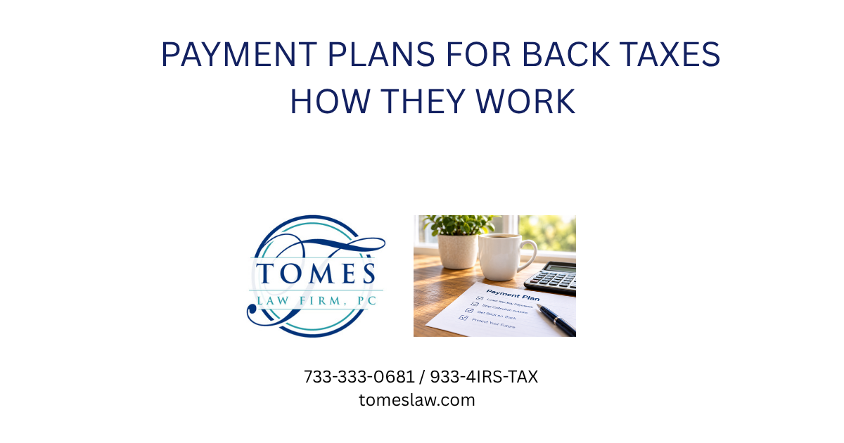 IRS payment plan options and monthly household budget at a table
